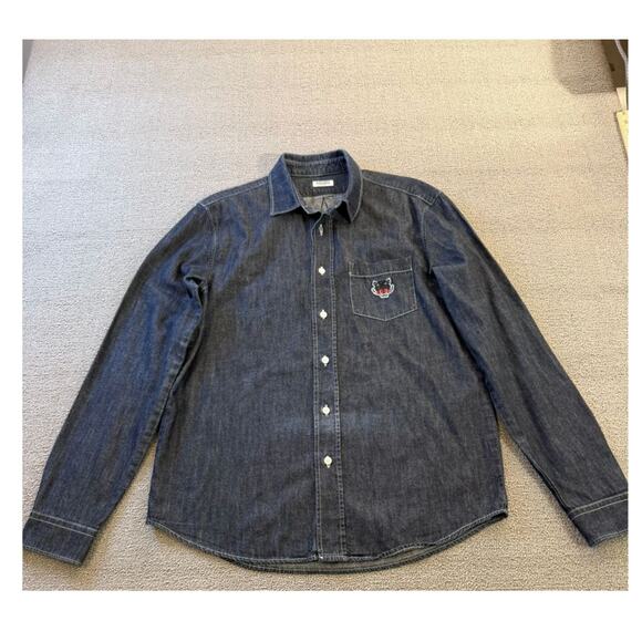 Kenzo Paris Medium Mens Blue Denim Button Up Long Sleeve Shirt - Picture 1 of 16